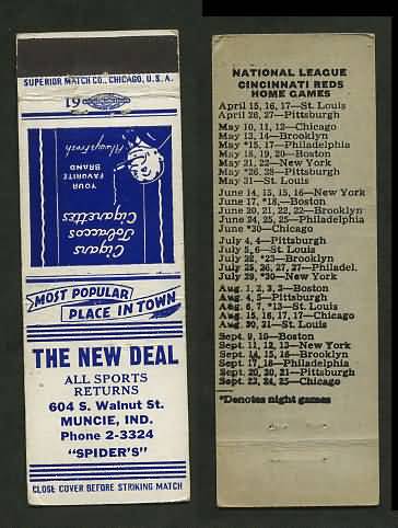 1940 Matchbook The New Deal Reds Schedule